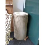AN ANTIQUE LARGE MARBLE MORTAR WITH FOUR LUGS, FITTED CIRCULAR TRUNK FORM RUSTIC BASE. OVERALL DIA.