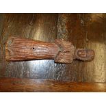 A NAIVE CARVED WOOD FIGURE OF A STANDING SAINT. H.40cm.