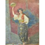 19th.C.ITALIAN SCHOOL. THE EASTERN TAMBOURINE PLAYER,SIGNED INDISTINCTLY. WATERCOLOUR. 54 x 36cms.