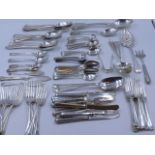 A LARGE COLLECTION OF VARIOUS SILVER HALLMARKED FLATWARE. DATES TO INCLUDE 1803,1817,1826 ETC. TOTAL