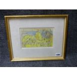 JOHN MINTON (1917-1957) A TROPICAL VISTA SIGNED PENCIL AND WATERCOLOUR. 13 x 20cms.