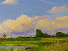 ALEXANDER KOLOTILOV (RUSSIAN 1946-) SUMMER LANDSCAPE, SIGNED AND INSCRIBED ON REVERSE. OIL ON