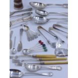 A LARGE MIXED SELECTION OF PLATED AND SILVER WARE.