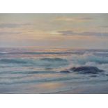 C. KENZLER (1872-1947) THE BEACH AT SUNSET, SIGNED OIL ON CANVAS. 50 x 76cms