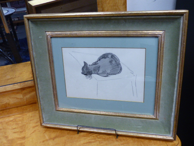 PHILIP CONNARD (1875-1958) THREE DRAWINGS, TWO OF CHILDREN, THE OTHER OF A CAT, PENCIL, LARGEST 21 x - Image 4 of 6
