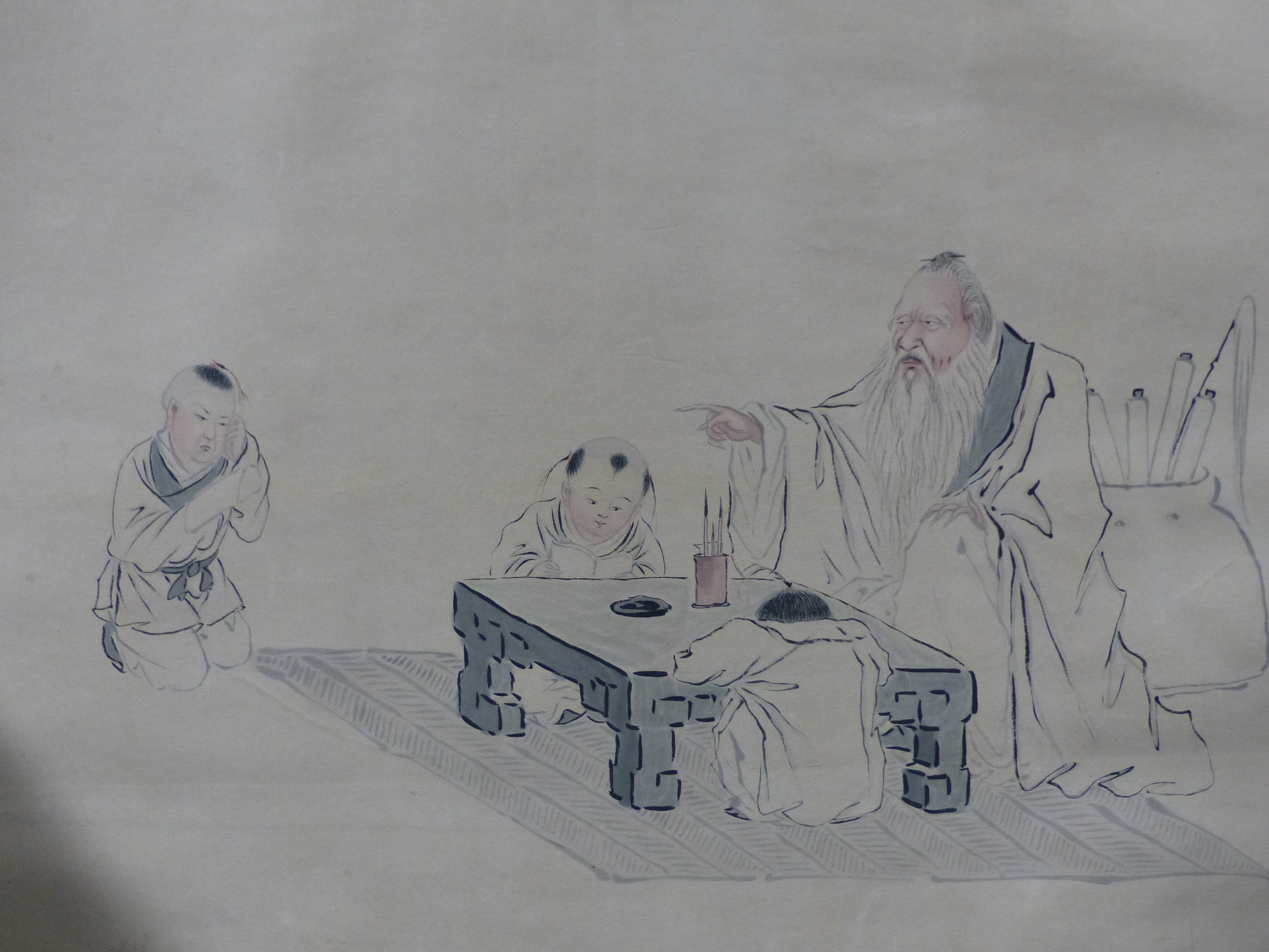 TWO CHINESE SCROLLS EACH OF SCHOLARS IN VARIOUS PURSUITS AND BOTH WITH SEAL SIGNATURE, INK WASH - Bild 5 aus 7