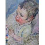 EARLY 20th.C. AMERICAN SCHOOL, PORTRAIT OF A BABY, OIL ON CANVAS 53 x 44cms. TOGETHER WITH A LATER