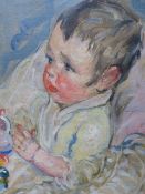 EARLY 20th.C. AMERICAN SCHOOL, PORTRAIT OF A BABY, OIL ON CANVAS 53 x 44cms. TOGETHER WITH A LATER