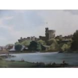 BERTRAM NICHOLLS (1883-1974) WINDSOR CASTLE FROM THE THAMES, SIGNED OIL ON CANVAS. 52x77cms.