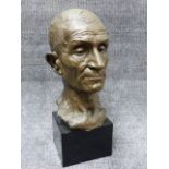 EARLY 20th.C.SCHOOL. PORTRAIT OF A MAN ON PATINATED RESIN PLINTH BASE. OVER ALL H. 48cms.