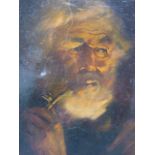 LATE 19th.C., EARLY 20th.C. CONTINENTAL SCHOOL. A BEARDED MAN SMOKING A PIPE SIGNED INDISTINCTLY,