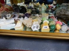 A COLLECTION OF VARIOUS ROCKS AND MINERAL SPECIMENS TO INCLUDE WORKED EXAMPLES.