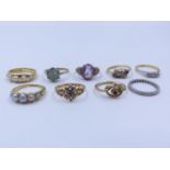 A SELECTION OF VARIOUS RINGS TO INCLUDE A 15ct PEARL AND RUBY DRESS RING HALLMARKED BIRMINGHAM 1922,