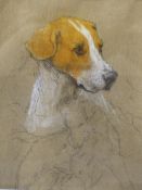 ATTRIBUTED TO THOMAS BLINKS (1860-1912) A PORTRAIT OF A GUN DOG, PASTEL. PROVENANCE VERSO. 23 x