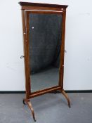 A 19th.C.INLAID MAHOGANY CHEVAL MIRROR. H.193cms.