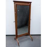 A 19th.C.INLAID MAHOGANY CHEVAL MIRROR. H.193cms.