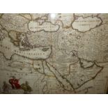 AN 18th.C.HAND COLOURED MAP OF TURKEY BY JOANNES SHULIER. 46 x 56cms.