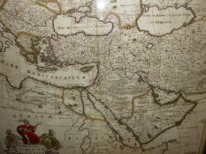 AN 18th.C.HAND COLOURED MAP OF TURKEY BY JOANNES SHULIER. 46 x 56cms.