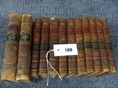 LAWRENCE STERNE. THE WORKS OF. 10 VOLS, LONDON 1780 IN FULL BROWN LEATHER TOGETHER WITH OTHER