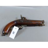 A RARE PERCUSSION COASTGAURD TYPE PISTOL, THE LOCK STAMPED WITH CROWN OVER WR. VARIOUSLY STAMPED