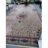 AN IMPRESSIVE WILTON WOOL GALLERY CARPET OF PERSIAN DESIGN. 855 x 367cms.