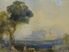 ATTRIBUTED TO WILLIAM MULLER (1812-1845) VIEW OF CORINTH, A WATERCOLOUR. 31.5 x 49cms