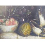 EARLY 19th.C. CONTINENTAL SCHOOL TABLE TOP STILL LIFE OIL ON PANEL, UNFRAMED. 17 x 21cms
