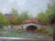 19th/20th.C. CONTINENTAL SCHOOL TWO RURAL VIEWS SIGNED INDISTINCTLY OIL ON BOARD. LARGEST 24 x