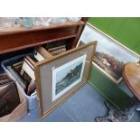 A QTY OF SPORTING PRINTS AND OTHER ANTIQUE AND LATER DECORATIVE PICTURES.
