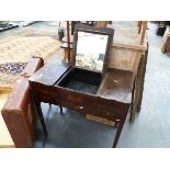 A CONTINENTAL PINE DRESSING TABLE WITH ORIGINAL PAINT DECORATION.