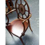 AN UNUSUAL GEORGIAN STYLE ARMCHAIR AND TWO OTHER CHAIRS