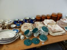 A VICTORIAN AESTHETIC PART DINNER SERVICE, HORNSEA STORAGE JARS AND OTHER CHINAWARES.