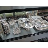 VARIOUS PLATED CUTLERY, TUREENS,ETC