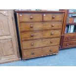 A GOOD QUALITY VICTORIAN MAHOGANY CHEST OF TWO SHORT AND FOUR LONG GRADUATED DRAWERS.