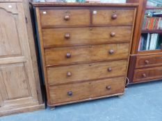 A GOOD QUALITY VICTORIAN MAHOGANY CHEST OF TWO SHORT AND FOUR LONG GRADUATED DRAWERS.