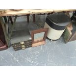 A SET OF SCULLERY STEPS, A NEST OF DRAWERS, HALL MIRROR,ETC