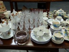 A QTY OF MASONS REGENCY PATTERN DINNERWARE, VARIOUS DOULTON DINNERWARE AND OTHER CHINA, GLASS AND