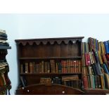 A SMALL OAK DRESSER RACK AND A CONTINENTAL WALNUT DRESSER RACK.