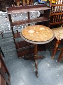 VICTORIAN WALL SHELVES AND A TRIPOD TABLE FOR RESTORATION