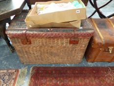 A LARGE WICKER HAMPER.