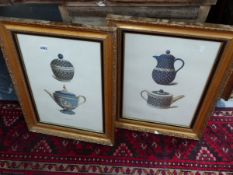 A PAIR OF GILT FRAMED PRINTS DEPICTING WEDGWOOD JASPERWARE.