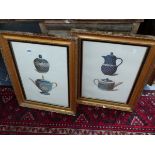 A PAIR OF GILT FRAMED PRINTS DEPICTING WEDGWOOD JASPERWARE.