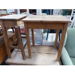 A CHILD'S SCHOOL DESK, A RUSTIC PINE STOOL AND TWO DOLL'S BEDS