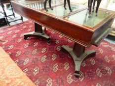 A 19th.C.MAHOGANY JEWELLER'S CABINET ON TWIN TRIPOD SUPPORTS.