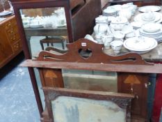 AN ART NOUVEAU OVERMANTLE MIRROR AND TWO OTHERS.