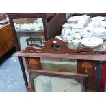 AN ART NOUVEAU OVERMANTLE MIRROR AND TWO OTHERS.