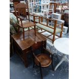 A VINTAGE BENTWOOD CHILD'S CHAIR, A SMALL CHILD'S DESK AND TWO OTHER CHILD''S SEATS.