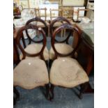 A SET OF FOUR VICTORIAN BALLOON BACK CHAIRS.