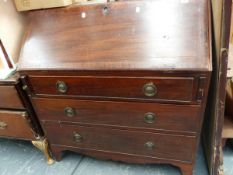 A LATE GEORGIAN MAHOGANY FALL FRONT BUREAU.