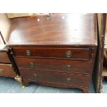 A LATE GEORGIAN MAHOGANY FALL FRONT BUREAU.